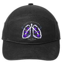 Just Breathe Purple Ribbon Cf Cystic Fibrosis Awareness 7-Panel Snapback Hat