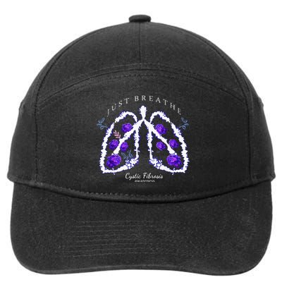 Just Breathe Purple Ribbon Cf Cystic Fibrosis Awareness 7-Panel Snapback Hat