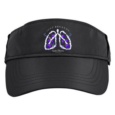 Just Breathe Purple Ribbon Cf Cystic Fibrosis Awareness Adult Drive Performance Visor