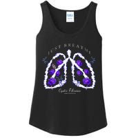 Just Breathe Purple Ribbon Cf Cystic Fibrosis Awareness Ladies Essential Tank