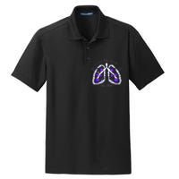 Just Breathe Purple Ribbon Cf Cystic Fibrosis Awareness Dry Zone Grid Polo