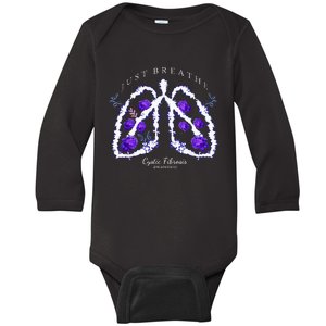 Just Breathe Purple Ribbon Cf Cystic Fibrosis Awareness Baby Long Sleeve Bodysuit