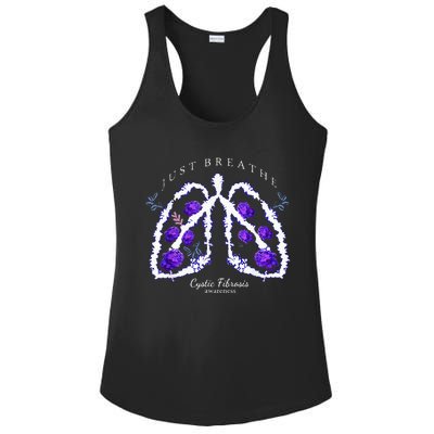 Just Breathe Purple Ribbon Cf Cystic Fibrosis Awareness Ladies PosiCharge Competitor Racerback Tank