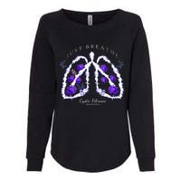 Just Breathe Purple Ribbon Cf Cystic Fibrosis Awareness Womens California Wash Sweatshirt