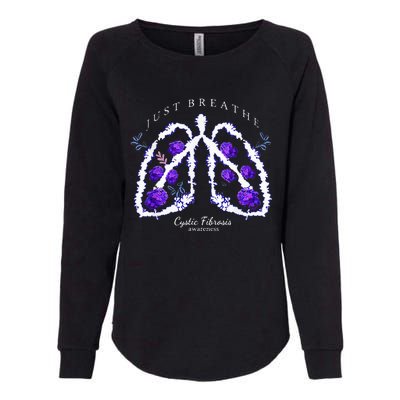 Just Breathe Purple Ribbon Cf Cystic Fibrosis Awareness Womens California Wash Sweatshirt