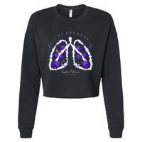 Just Breathe Purple Ribbon Cf Cystic Fibrosis Awareness Cropped Pullover Crew