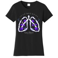 Just Breathe Purple Ribbon Cf Cystic Fibrosis Awareness Women's T-Shirt