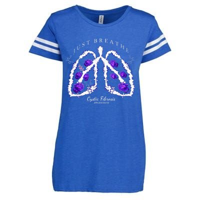 Just Breathe Purple Ribbon Cf Cystic Fibrosis Awareness Enza Ladies Jersey Football T-Shirt