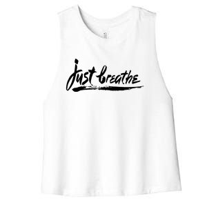 Just Breathe Ptsd Tal Health Great Gift Cool Gift Women's Racerback Cropped Tank