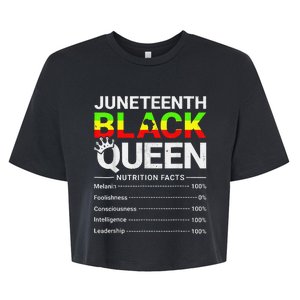 Juneteenth Black Queen Nutritional Facts Afro  Novelty Bella+Canvas Jersey Crop Tee