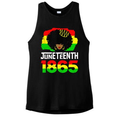 Juneteenth Black Queen Afro Melanin Magic Ladies PosiCharge Tri-Blend Wicking Tank