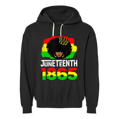 Juneteenth Black Queen Afro Melanin Magic Garment-Dyed Fleece Hoodie