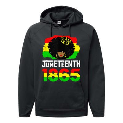 Juneteenth Black Queen Afro Melanin Magic Performance Fleece Hoodie