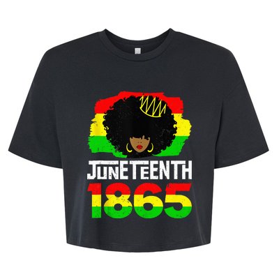 Juneteenth Black Queen Afro Melanin Magic Bella+Canvas Jersey Crop Tee