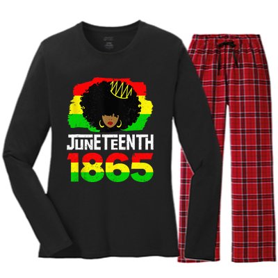 Juneteenth Black Queen Afro Melanin Magic Women's Long Sleeve Flannel Pajama Set 