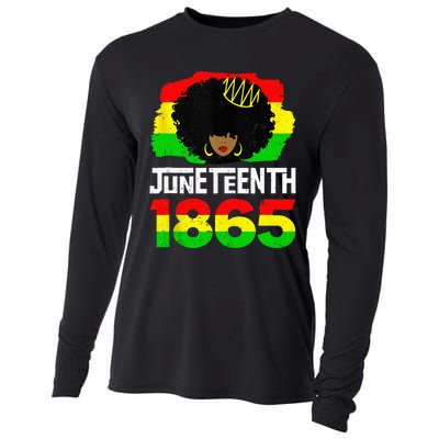 Juneteenth Black Queen Afro Melanin Magic Cooling Performance Long Sleeve Crew