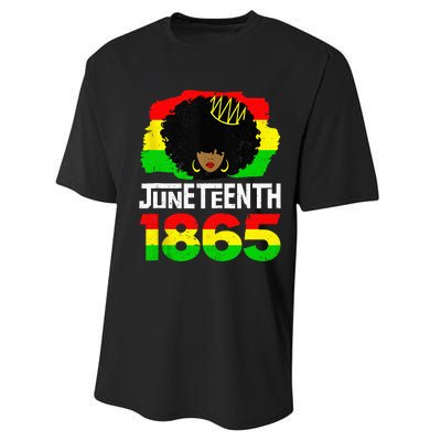 Juneteenth Black Queen Afro Melanin Magic Performance Sprint T-Shirt