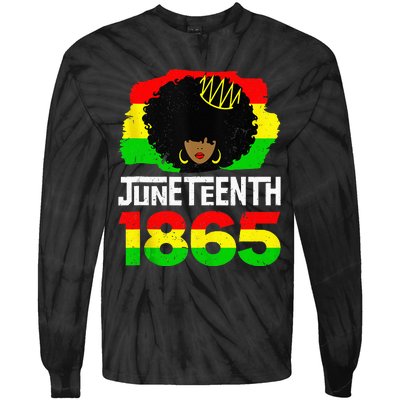 Juneteenth Black Queen Afro Melanin Magic Tie-Dye Long Sleeve Shirt