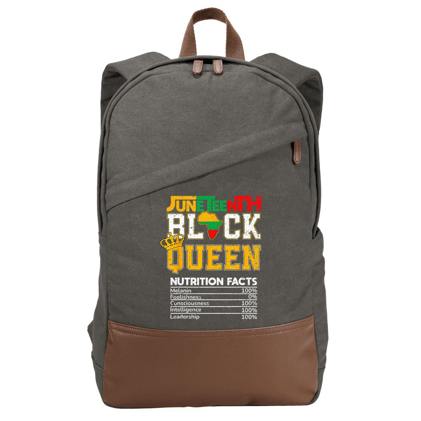 Juneteenth Black Queen Nutrition African American Cotton Canvas Backpack