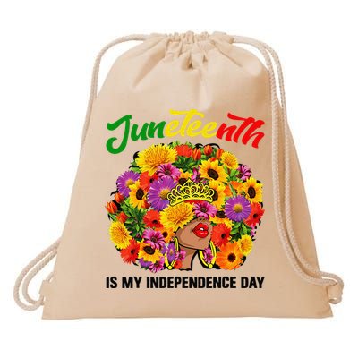 Juneteenth Black Queen Afro  African American Drawstring Bag