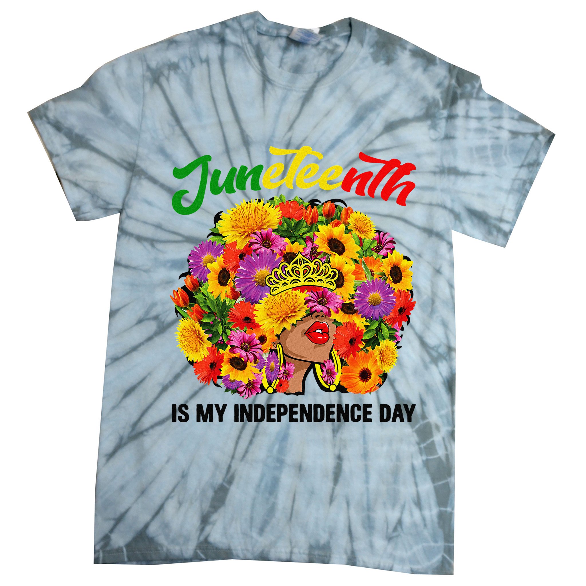 Juneteenth Black Queen Afro  African American Tie-Dye T-Shirt