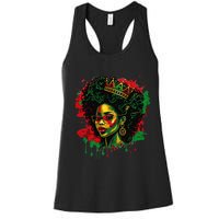 Juneteenth Black Queen Afro Melanin Woman Black History Women's Racerback Tank