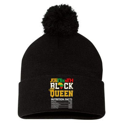 Juneteenth Black Queen Nutrition African American Girl Pom Pom 12in Knit Beanie