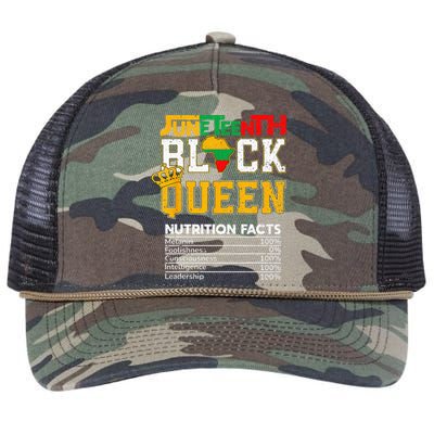 Juneteenth Black Queen Nutrition African American Girl Retro Rope Trucker Hat Cap