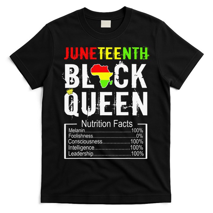 Juneteenth Black Queen Nutrition Facts Melanin Africa Pride T-Shirt