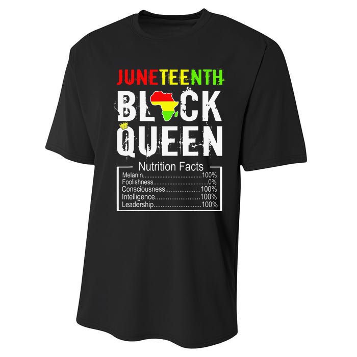 Juneteenth Black Queen Nutrition Facts Melanin Africa Pride Performance Sprint T-Shirt