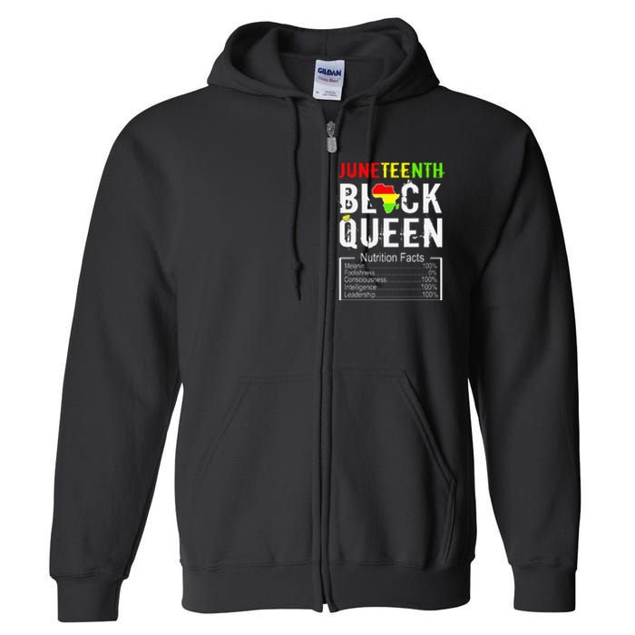 Juneteenth Black Queen Nutrition Facts Melanin Africa Pride Full Zip Hoodie