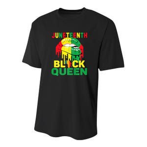 Juneteenth Black Queen Lips African Mom Mother Afro African Gift African Pride Youth Performance Sprint T-Shirt