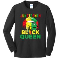 Juneteenth Black Queen Lips African Mom Mother Afro African Gift African Pride Kids Long Sleeve Shirt