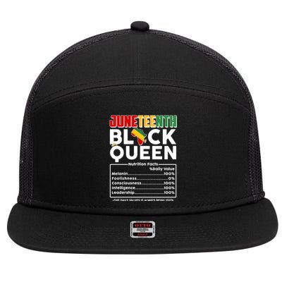 Juneteenth Black Queen Nutritional Facts 7 Panel Mesh Trucker Snapback Hat