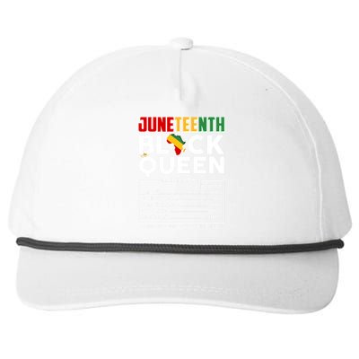 Juneteenth Black Queen Nutritional Facts Snapback Five-Panel Rope Hat