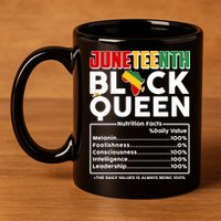 Juneteenth Black Queen Nutritional Facts 11oz C Handle Ceramic Mug