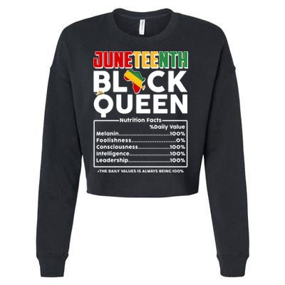 Juneteenth Black Queen Nutritional Facts Cropped Pullover Crew