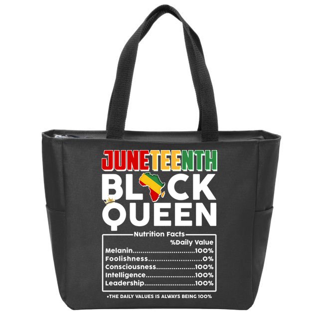 Juneteenth Black Queen Nutritional Facts Zip Tote Bag