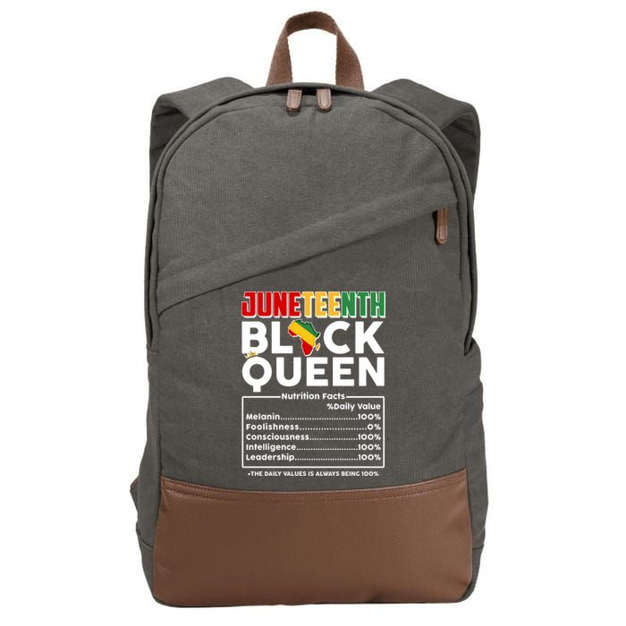 Juneteenth Black Queen Nutritional Facts Cotton Canvas Backpack
