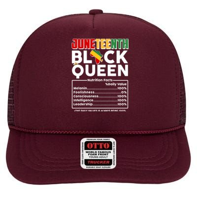 Juneteenth Black Queen Nutritional Facts High Crown Mesh Back Trucker Hat