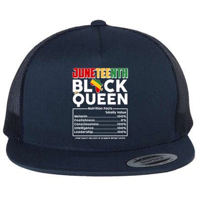 Juneteenth Black Queen Nutritional Facts Flat Bill Trucker Hat