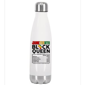 Juneteenth Black Queen Nutritional Facts Stainless Steel Insulated Water Bottle