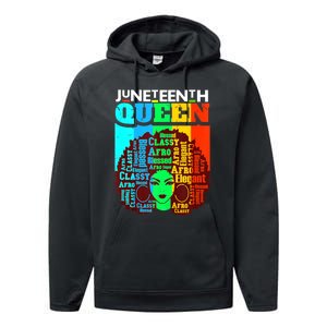 Juneteenth Black Queen Afro Melanin Girl Magic Women Girl Performance Fleece Hoodie