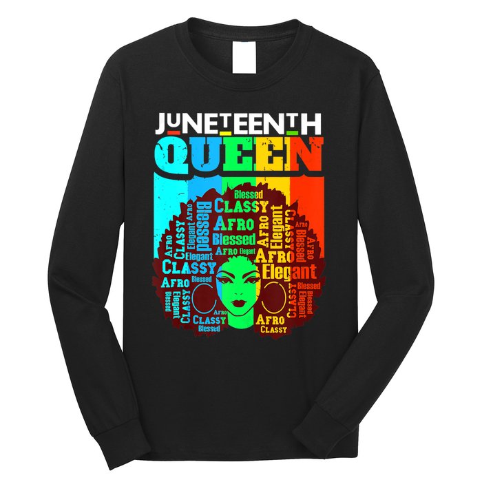 Juneteenth Black Queen Afro Melanin Girl Magic Women Girl Long Sleeve Shirt