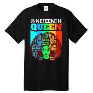 Juneteenth Black Queen Afro Melanin Girl Magic Women Girl Tall T-Shirt