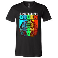 Juneteenth Black Queen Afro Melanin Girl Magic Women Girl V-Neck T-Shirt