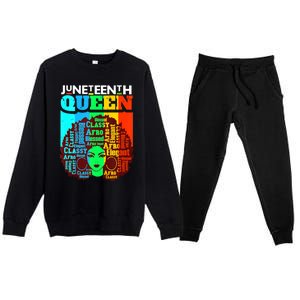 Juneteenth Black Queen Afro Melanin Girl Magic Women Girl Premium Crewneck Sweatsuit Set