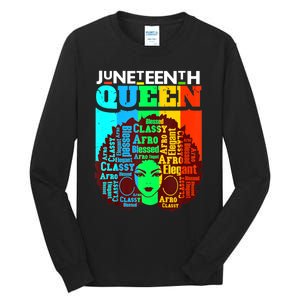 Juneteenth Black Queen Afro Melanin Girl Magic Women Girl Tall Long Sleeve T-Shirt