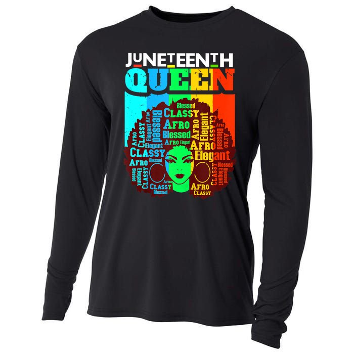 Juneteenth Black Queen Afro Melanin Girl Magic Women Girl Cooling Performance Long Sleeve Crew