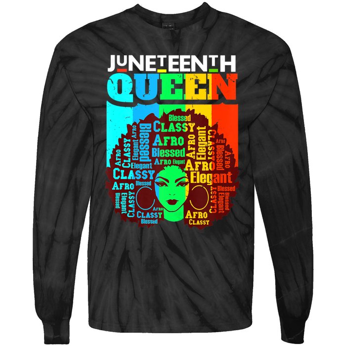 Juneteenth Black Queen Afro Melanin Girl Magic Women Girl Tie-Dye Long Sleeve Shirt